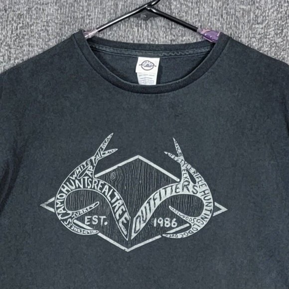 RealTree Outfitters T-Shirt Mens 2XL Black Antler Logo Short Sleeve Crewneck - Picture 2 of 9